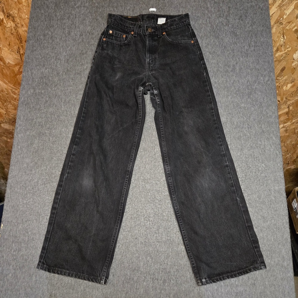 Vintage Levis 567 Jeans Mens 26x30 Black Extra Wide Leg Made in USA Student Fit